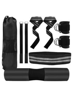 9 Pcs Barbell Pad Set for Squats & Hip Thrust pad-Gym Barbell Pad Set for women with 2 Gym Ankle Straps-2 resistance bands-2 Squat bar pads for Hip Thrust-Gym Accessories for Women Set & Workout Essentials