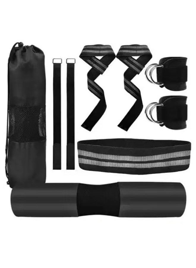 Generic - 9 Pcs Barbell Pad Set for Squats & Hip Thrust pad-Gym Barbell Pad Set for women with 2 Gym Ankle Straps-2 resistance bands-2 Squat bar pads for Hip Thrust-Gym Accessories for Women Set & Workout Essentials - Image 1