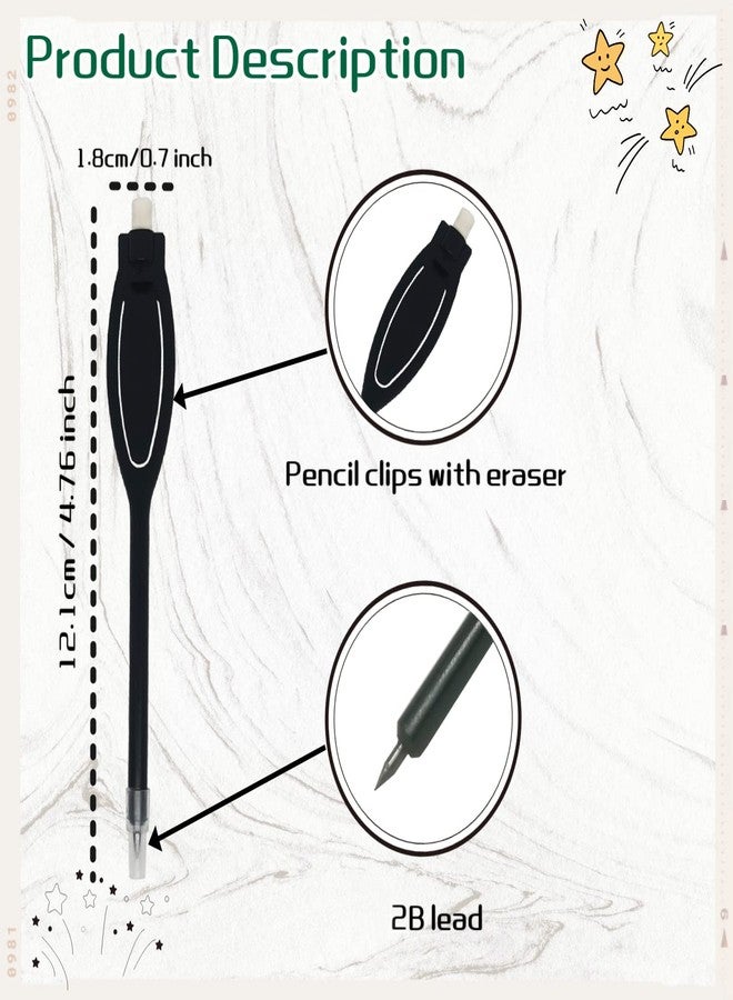 Adhere 50pcs plastic golf pencils with eraser clips scoring pencils for golf events,wedding, company meetings Children's drawing (Black 50pcs) - Image 2
