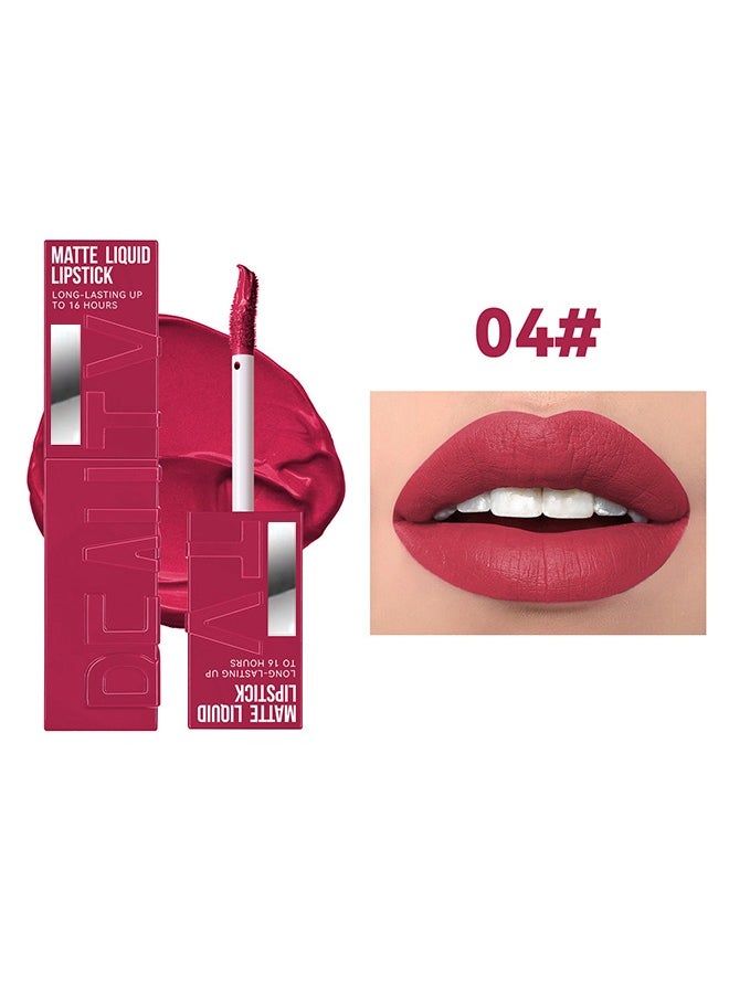 Julystar Beauty Matte Liquid Lipstick Long Lasting Up To 16 Hous,Nude Velvet Lip Gloss Lip Stain Can Let Your Lip Look Fuller(04#)  - Image 2