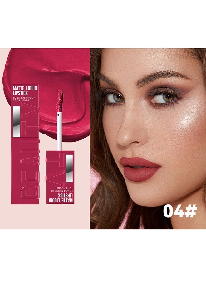 Julystar Beauty Matte Liquid Lipstick Long Lasting Up To 16 Hous,Nude Velvet Lip Gloss Lip Stain Can Let Your Lip Look Fuller(04#)  - Image 4