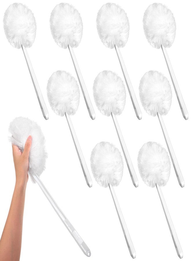 Kifmurase 12 Pcs Toilet Bowl Brushes Soft Swab Polyester Head 15 Inch White Reusable Long Plastic Handled Toilet Brush Cleaners Scrubber Mop for Home Bathroom Cleaning - Image 1