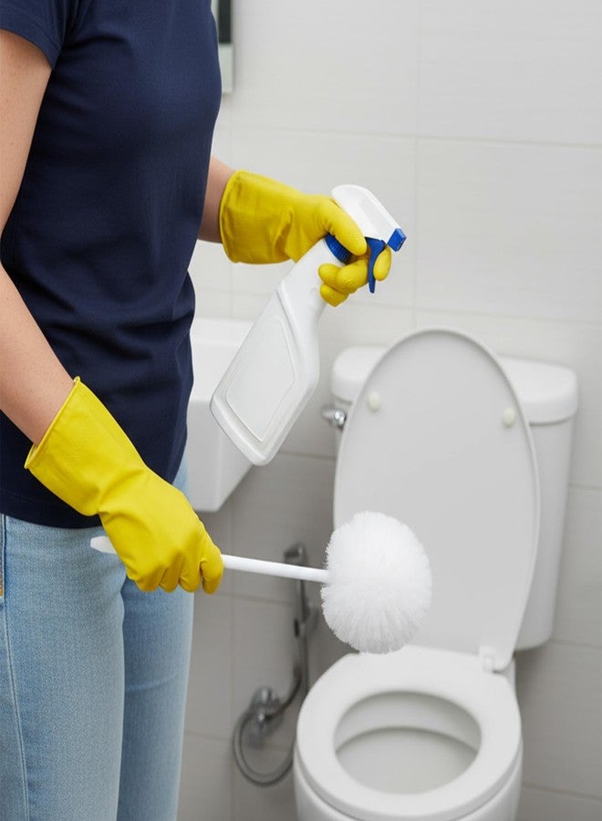 Kifmurase 12 Pcs Toilet Bowl Brushes Soft Swab Polyester Head 15 Inch White Reusable Long Plastic Handled Toilet Brush Cleaners Scrubber Mop for Home Bathroom Cleaning - Image 5