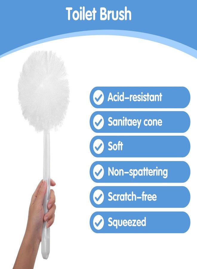 Kifmurase 12 Pcs Toilet Bowl Brushes Soft Swab Polyester Head 15 Inch White Reusable Long Plastic Handled Toilet Brush Cleaners Scrubber Mop for Home Bathroom Cleaning - Image 3
