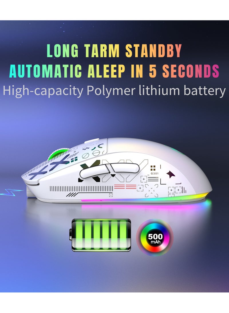 Rock Pow Gaming Mouse, Wired/Wireless/Bluetooth Tri Modes, Wireless Mouse for Laptop, Portable Type C Charging 5 Level DPI Mouse with 12 RGB Lighting Modes - Image 5