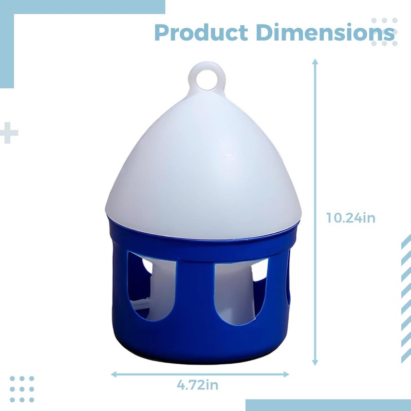 2 L / 67 Oz Bird Water Dispenser 2 Pcs, Automatic for Pigeon, Easy to Clean, Blue Visibility, Indoor/Outdoor - Image 4