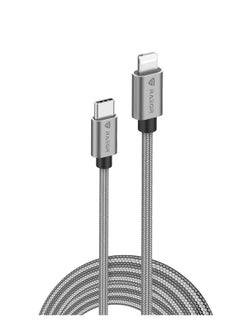 Raegr RAEGR RapidLine 500LC USB-C to Lightning Cable, 6.5 ft (2 m), MFi-Certified, Fast Charging Cable for iPhone 16 Series / 15 Seies / 14 Series / 13 Series/SE 2022/11/XR, Braided Nylon-Metallic Grey  - Image 1