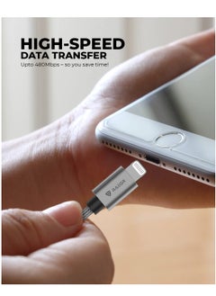 Raegr RAEGR RapidLine 500LC USB-C to Lightning Cable, 6.5 ft (2 m), MFi-Certified, Fast Charging Cable for iPhone 16 Series / 15 Seies / 14 Series / 13 Series/SE 2022/11/XR, Braided Nylon-Metallic Grey  - Image 5