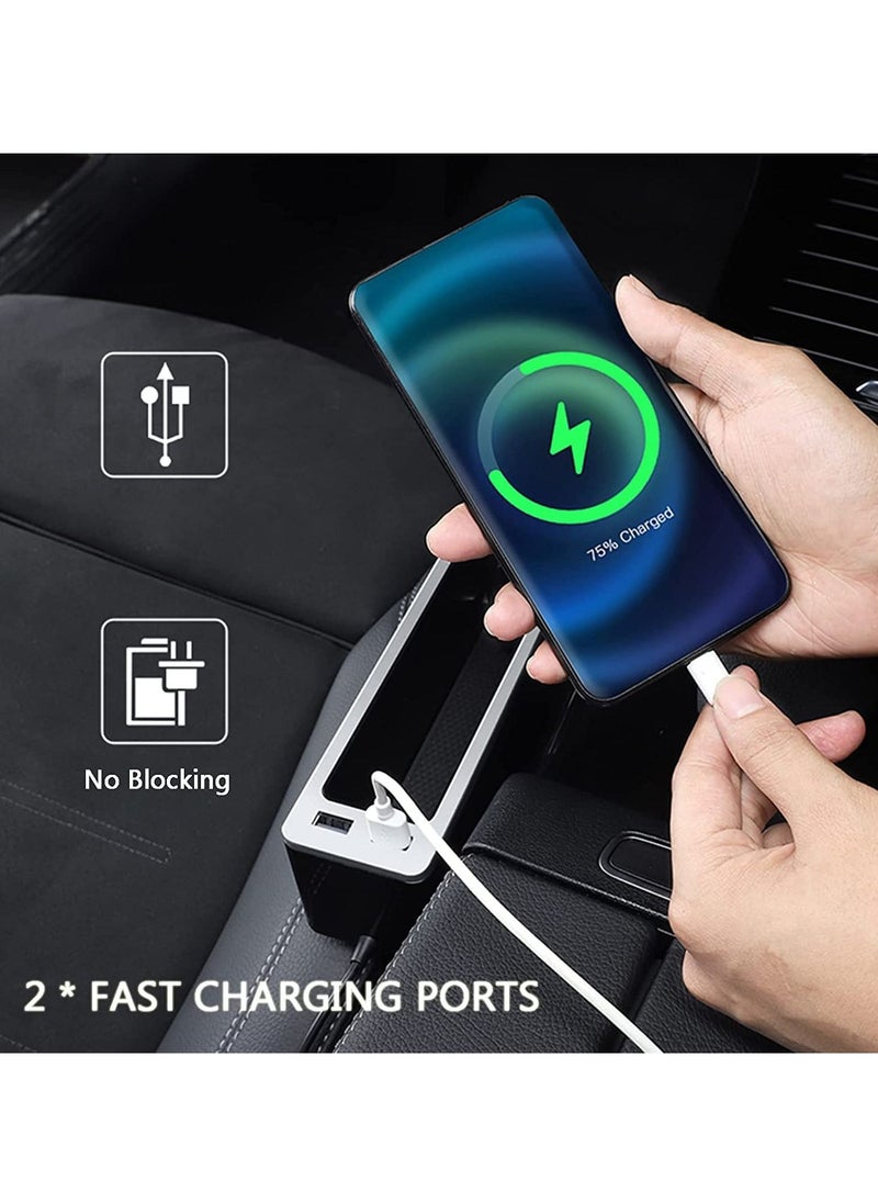 Y&D - Car Seat Gap Organizer Filler Front Automotive Consoles Crevice Storage Box with Two USB Ports Multifunctional Pockets for Cell Phone Sunglass Cards Keys Driver Side - Image 1