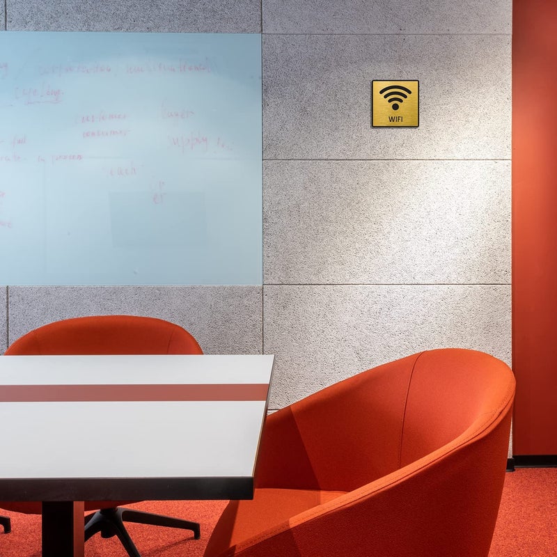 BerryBox Premium Brush Finish Gold Acrylic Free WiFi Sign Easy to Mount 3M Double Side Tape 5.8 Inch Signage Self-Adhesive Business Stores Cafe Shop Hospital School Office Hotel - Image 2