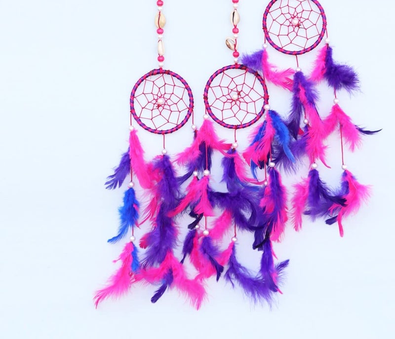 RPH Handicrafts RPH Handicrafts Half Moon Shape Dream Catcher for Bedroom Dream Catcher Moon Wall Hanging Home Decor 60 x 16 m PurpleBlue  - Image 3