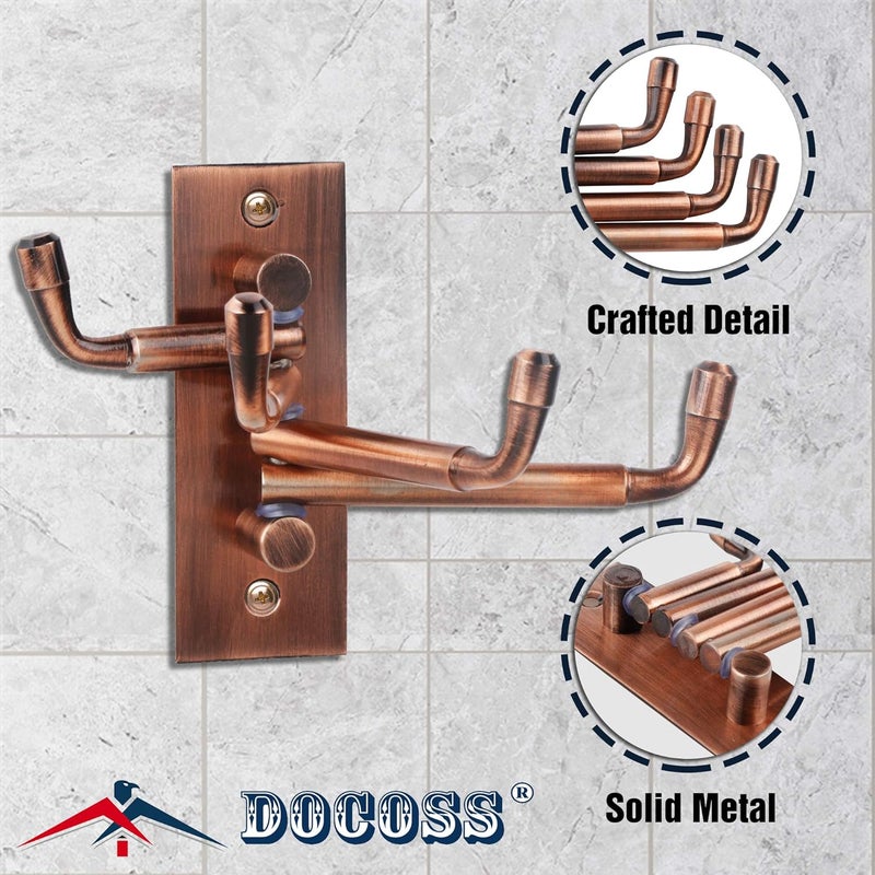 DOCOSS -Pack of 3-Stainless Steel Flexible 4 Pin Bathroom Hooks Cloth Hanger Wall Hook Door Robe Hooks for Hanging Keys,Clothes,Towel Steel Hook (Rose-Gold) - Image 4