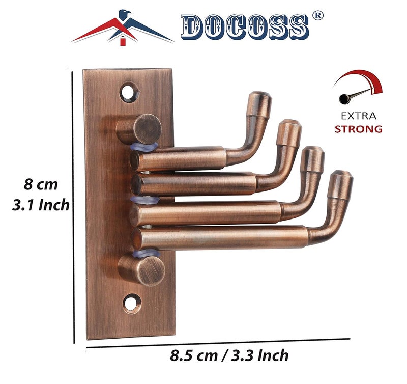 DOCOSS -Pack of 3-Stainless Steel Flexible 4 Pin Bathroom Hooks Cloth Hanger Wall Hook Door Robe Hooks for Hanging Keys,Clothes,Towel Steel Hook (Rose-Gold) - Image 5