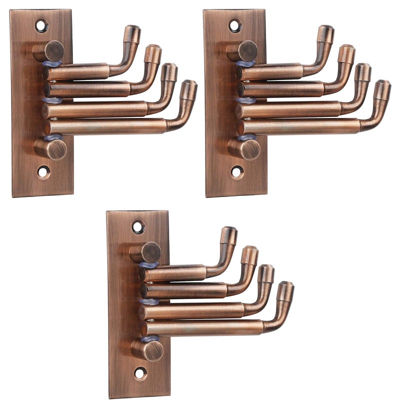 DOCOSS -Pack of 3-Stainless Steel Flexible 4 Pin Bathroom Hooks Cloth Hanger Wall Hook Door Robe Hooks for Hanging Keys,Clothes,Towel Steel Hook (Rose-Gold) - Image 1