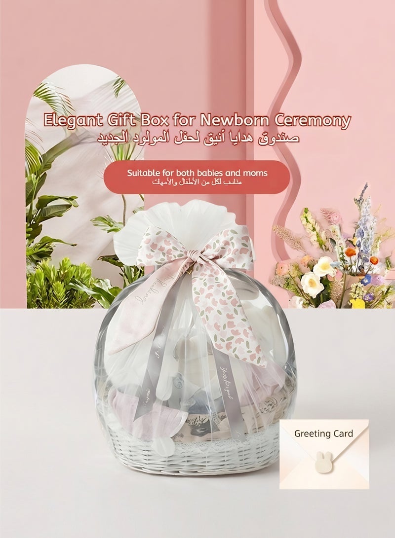 KOYIS 24 PCS Baby Layette Gift Set Basket - Newborn Gift Set, Baby Clothes Bodysuits Accessories Hat Bibs Pillow Blanket Toy, 100% Cotton, for four seasons Spring Summer Autumn Winter, 0-3 Months - Nature - Image 3