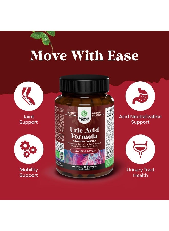 Natures Craft Uric Acid Vitamins for Men and Women Herbal Full Body Cleanse Joint Support Muscle Recovery and Kidney Support Supplement - Dietary Supplement Pure Tart Cherry Milk Thistle and Bromelain Antioxidant - Image 5