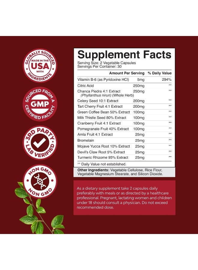 Natures Craft Uric Acid Vitamins for Men and Women Herbal Full Body Cleanse Joint Support Muscle Recovery and Kidney Support Supplement - Dietary Supplement Pure Tart Cherry Milk Thistle and Bromelain Antioxidant - Image 4