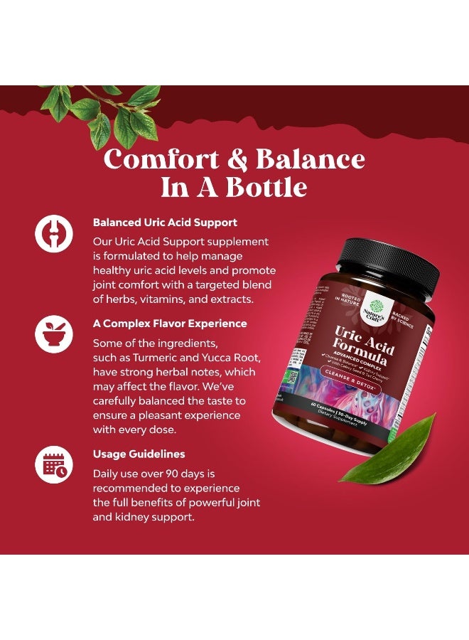 Natures Craft Uric Acid Vitamins for Men and Women Herbal Full Body Cleanse Joint Support Muscle Recovery and Kidney Support Supplement - Dietary Supplement Pure Tart Cherry Milk Thistle and Bromelain Antioxidant - Image 3