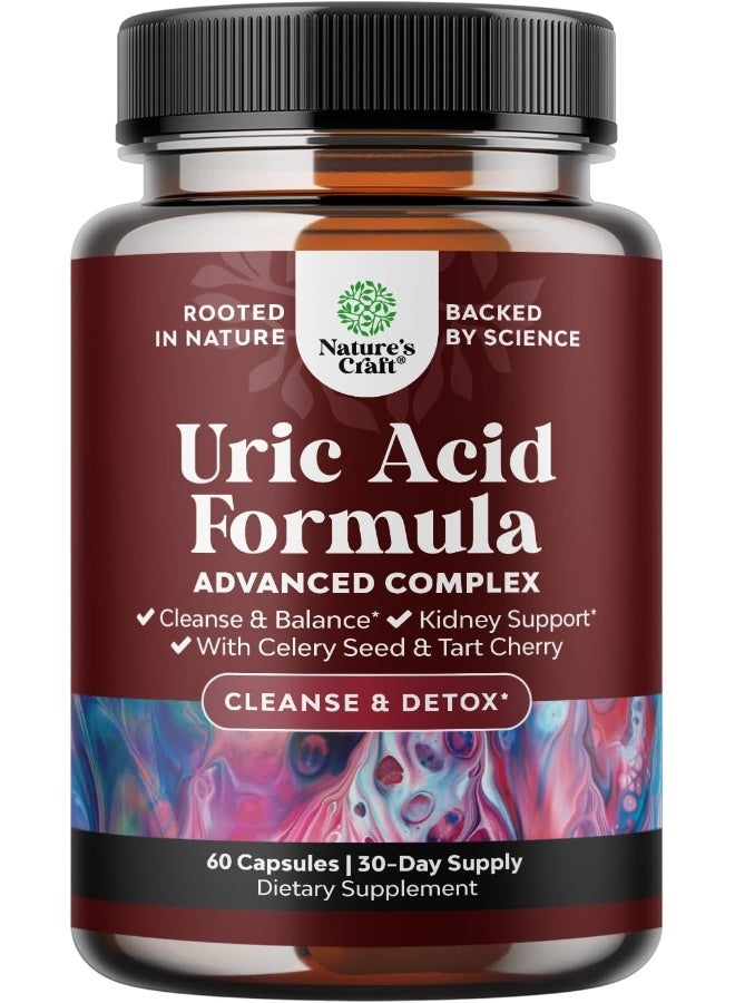 Natures Craft Uric Acid Vitamins for Men and Women Herbal Full Body Cleanse Joint Support Muscle Recovery and Kidney Support Supplement - Dietary Supplement Pure Tart Cherry Milk Thistle and Bromelain Antioxidant - Image 1