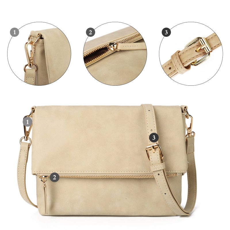 Gladdon Small Crossbody bags for Women Cross body Purse Shoulder Bag Cream - Image 4