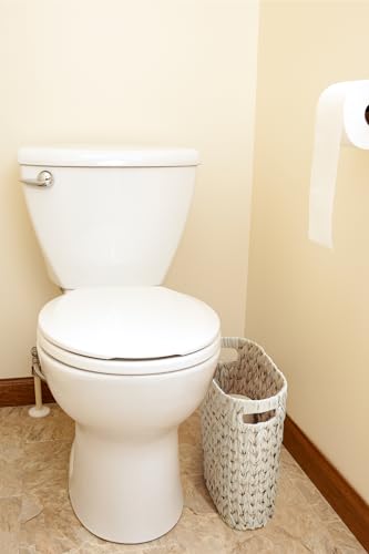 Coeusy Wicker Trash Can,Bathroom Trash Can,Waterproof Wicker Waste Basket for Bathroom,Narrow Small Waste Basket for Bedroom,Office, Cream White 5 Gallon - Image 3