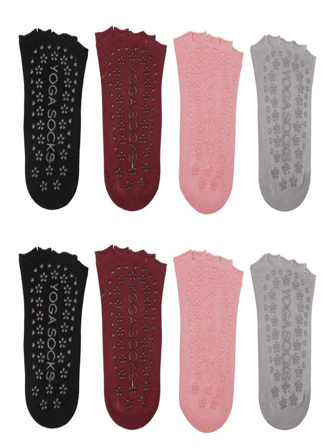 بينج شاو ماي جوارب يوغا مانعة للانزلاق من بنغشياومي، 4 أزواج، جوارب يوغا نسائية بأصابع، جوارب بمشبك لرقص الباليه - Image 3