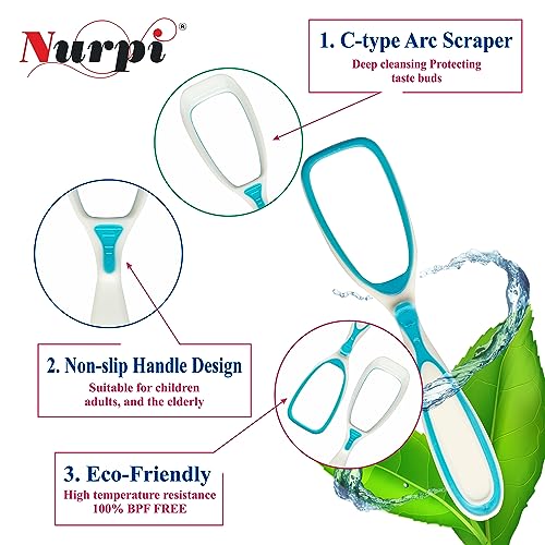 Nurpi plastic single handle Tongue Cleaner for Fights Bad Breath Oral Health Care Tool, Easy to Use for Adults and KidsTravel Friendly (pack of 2) - Image 2