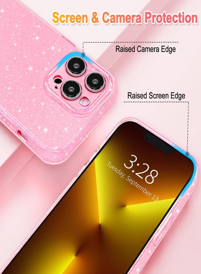 Hython Case for iPhone 13 Pro Max Case Glitter Cute Sparkly Shiny Bling Sparkle Phone Cases 6.7", Thin Slim Fit Soft TPU Bumper Shockproof Rubber Protective Cover for Women Girls Girly, Bright Pink - Image 3
