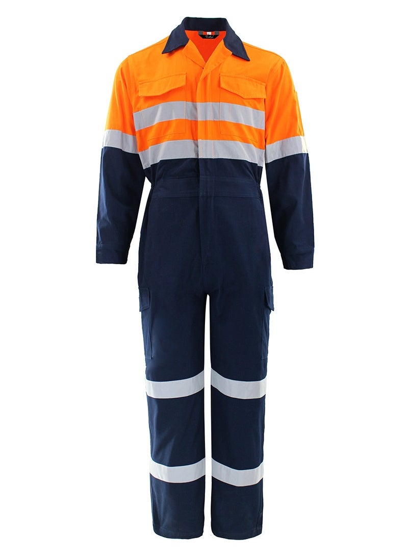 Zuolaya - Men's Hi-Vis Coverall with Reflective Trim and Bulwark Men's Hi-vis Coverall with Reflective Trim Orange - Image 1