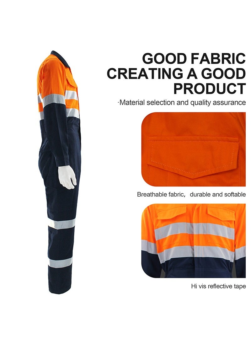 Zuolaya - Men's Hi-Vis Coverall with Reflective Trim and Bulwark Men's Hi-vis Coverall with Reflective Trim Orange - Image 1