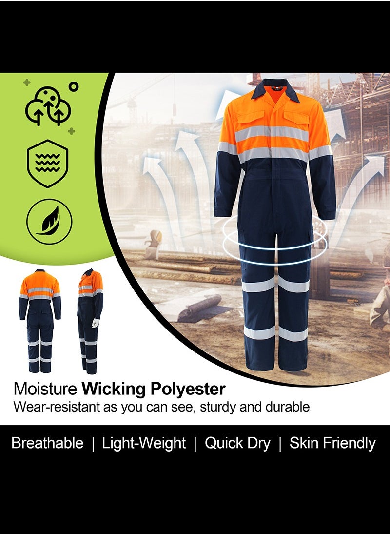 Zuolaya - Men's Hi-Vis Coverall with Reflective Trim and Bulwark Men's Hi-vis Coverall with Reflective Trim Orange - Image 1