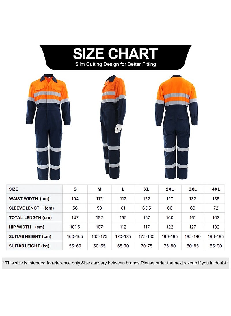 Zuolaya - Men's Hi-Vis Coverall with Reflective Trim and Bulwark Men's Hi-vis Coverall with Reflective Trim Orange - Image 1