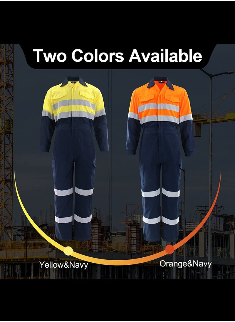 Zuolaya - Men's Hi-Vis Coverall with Reflective Trim and Bulwark Men's Hi-vis Coverall with Reflective Trim Orange - Image 1