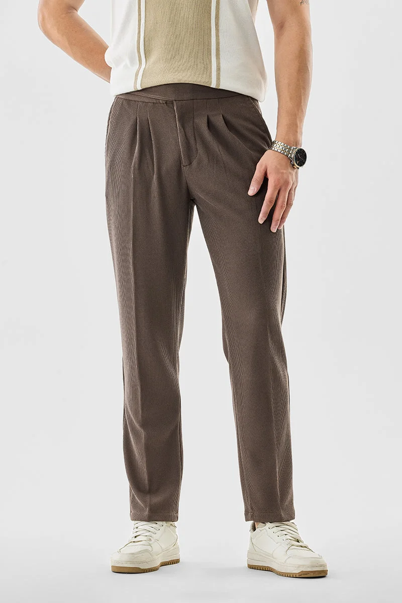 SNITCH Textured Slim Fit Stretch Trousers
