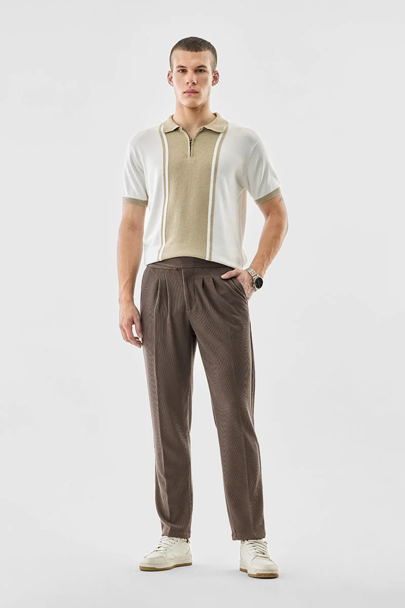SNITCH Textured Slim Fit Stretch Trousers
