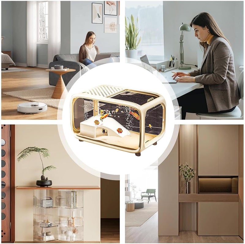 Creamy Acrylic Aquarium Tank For Betta Turtle Snails Shrimp With Climbing Decor - Image 5