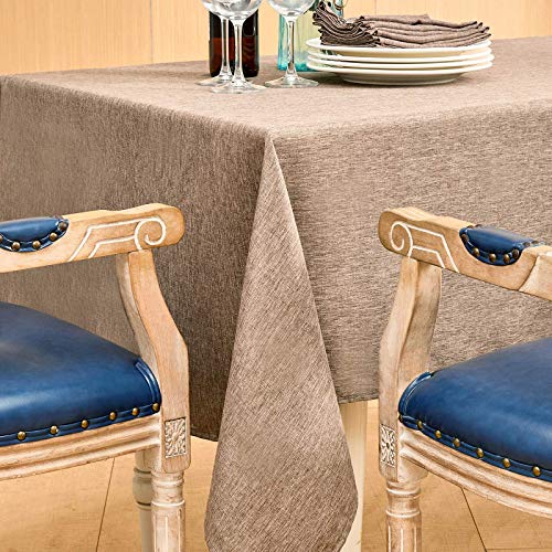 Mebakuk Rectangle Table Cloth Linen Farmhouse Tablecloth Waterproof Anti-Shrink Soft and Wrinkle Resistant Decorative Fabric Table Cover for Kitchen (Flaxen, 52" x 70" (4-6 Seats)) - Image 5