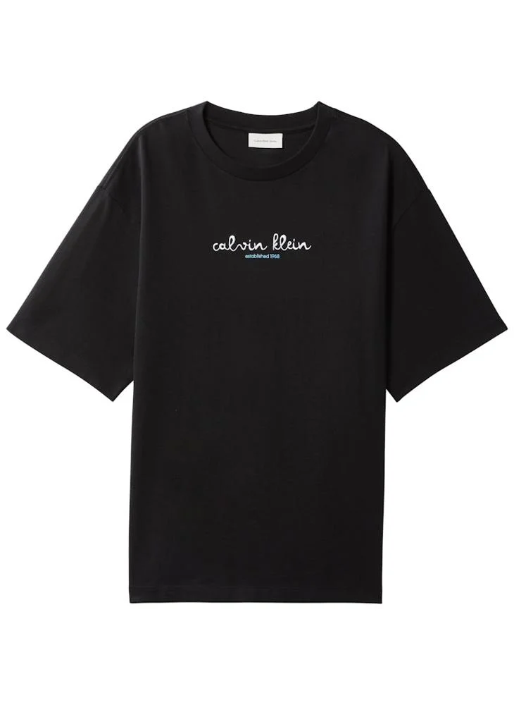 Calvin Klein Jeans Black Line Logo Graphic Relaxed T‑Shirt for Men | Best Price UAE