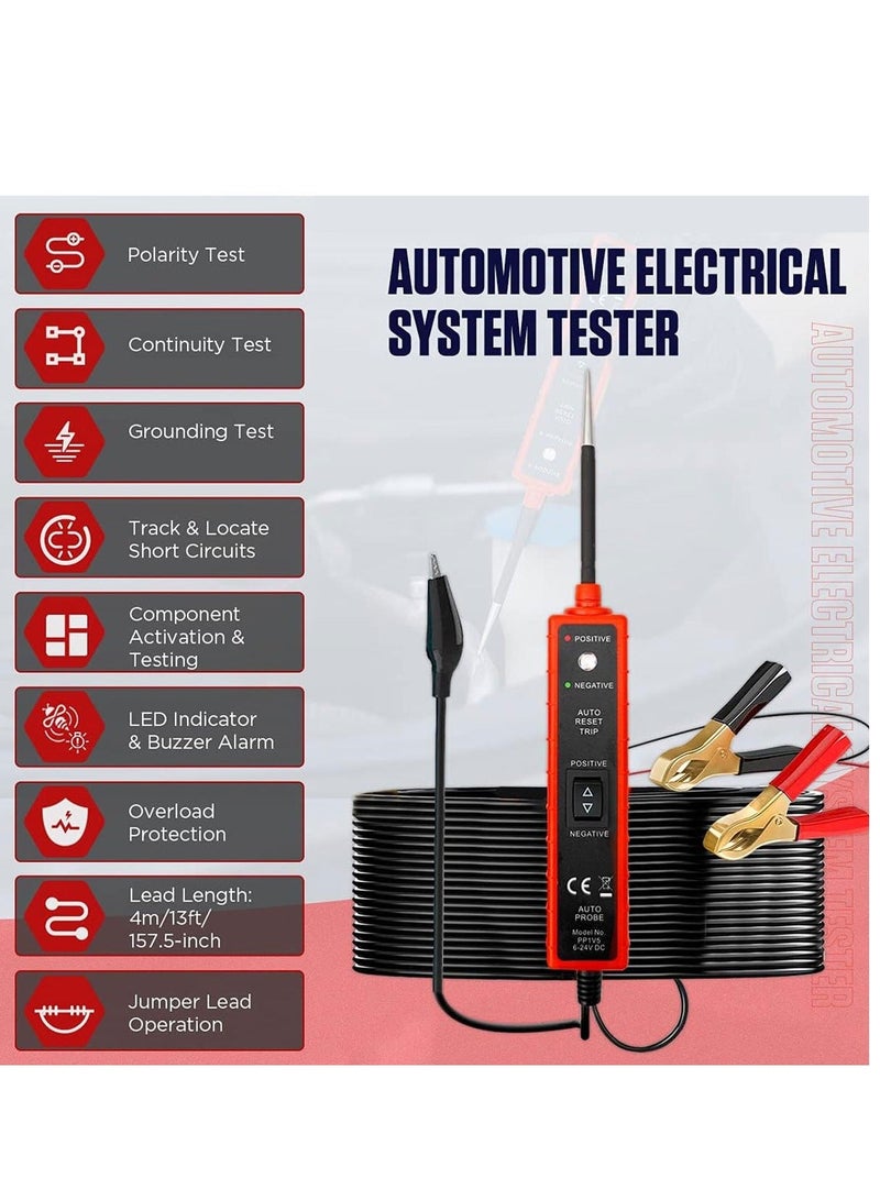 Loquat Automotive Circuit Tester Test Light Automotive with 4M Test Lead 6V 12V 24V DC Led Light Tester Fuse Tester Circuit Tester Auto 12V Electrical System Tools for Car Truck Marine Motorcycle SUV Boat - Image 2