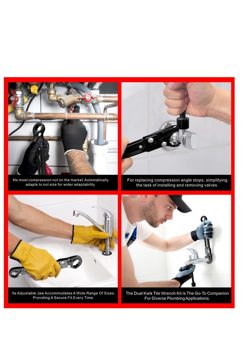 ماركة غير محددة - Plumbing Tools Angle Stop Wrench Kit, Dual Kwik Tite Wrench Kit, Angle Stop Wrench, Plumbing Wrench, Professional Plumbing Toolset For Easy Angle Stop And Supply Nut Installation - Image 1