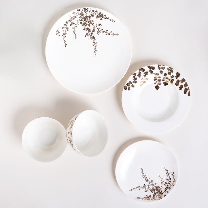 لا ميسا طقم عشاء بورسلان عالي الجودة من لا ميسا ذهبي 16 قطعة - Image 1