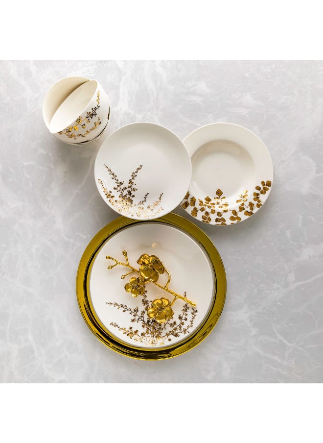 La Mesa - 16 Pieces New Bone Porcelain Dinner Set Serves 4 Persons Leaf White 36x26x29 cm - Image 1