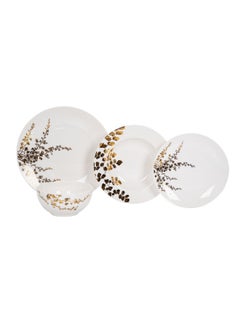 16 Pieces New Bone Porcelain Dinner Set Serves 4 Persons Leaf White 36x26x29 cm