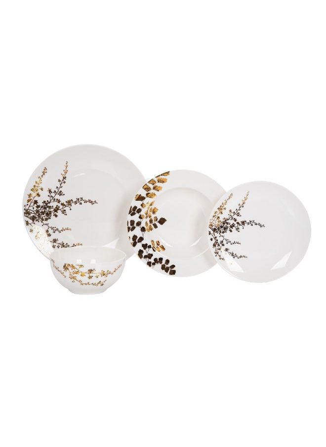 La Mesa - 16 Pieces New Bone Porcelain Dinner Set Serves 4 Persons Leaf White 36x26x29 cm - Image 1