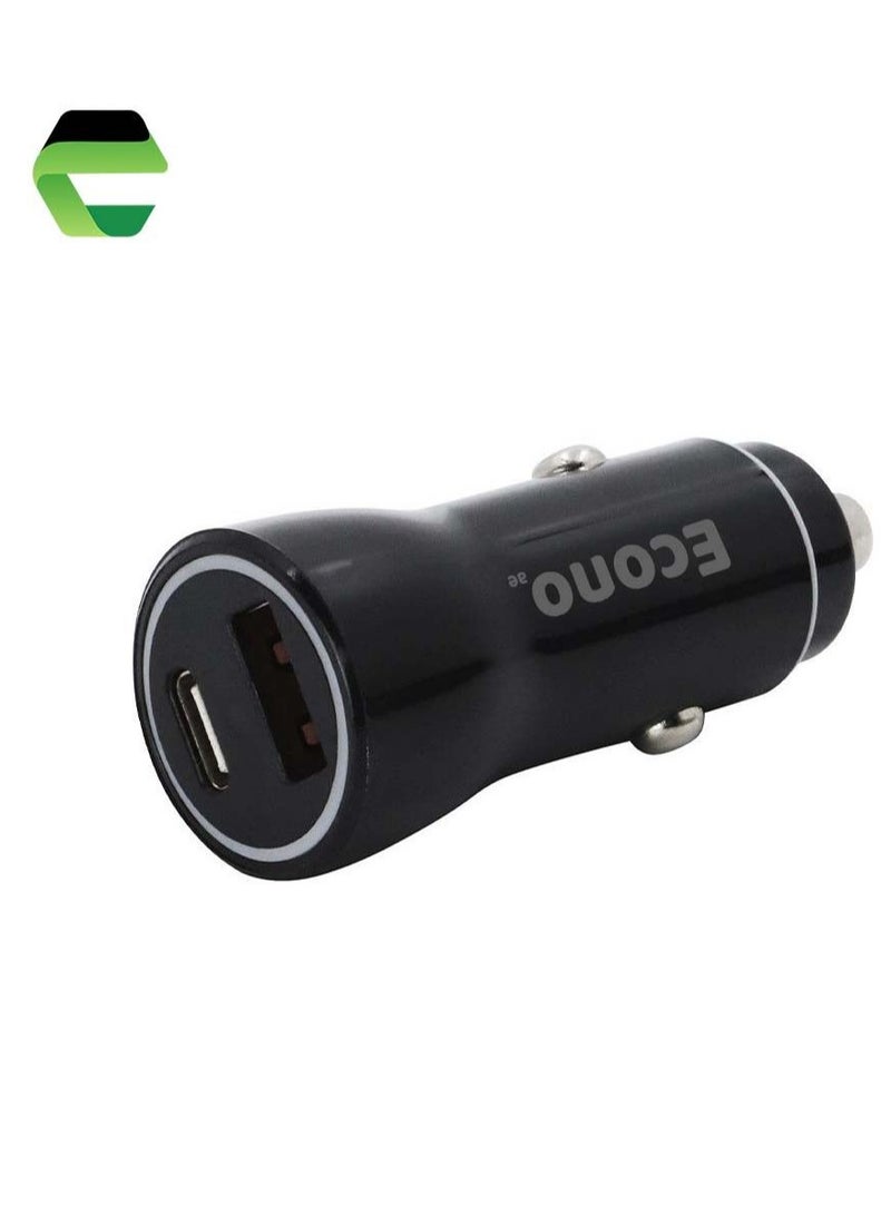 ECONO Car charger fast charging, Dual USB and C-type car charger, 24W car charger, Car charger - Image 3