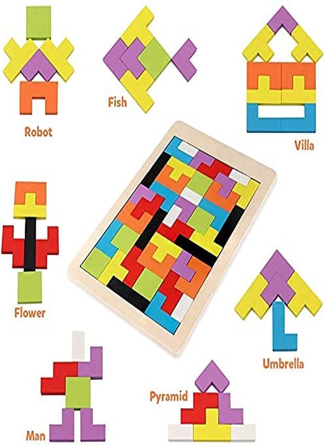 Pamidhar Wooden Brain Teaser Jigsaw Puzzle Building Block Montessori Intelligence Game Educational Toy for Children (Pack of 1) (Multicolor) - Image 3
