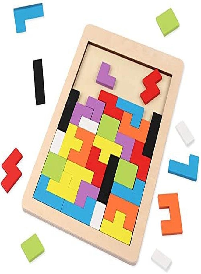 Pamidhar Wooden Brain Teaser Jigsaw Puzzle Building Block Montessori Intelligence Game Educational Toy for Children (Pack of 1) (Multicolor) - Image 2
