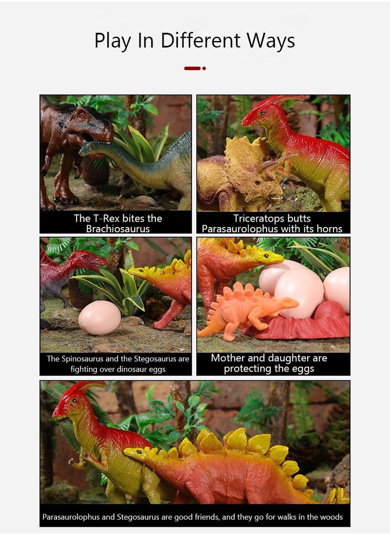 LOVET - Dinosaur Toys 104 Pieces with Dinosaur Figures & Trees for Creating a Dino World Including T-rex, Triceratops, etc, with Storage Box, Perfect Dinosaur Playset for 3+ Years Old Kids - Image 1