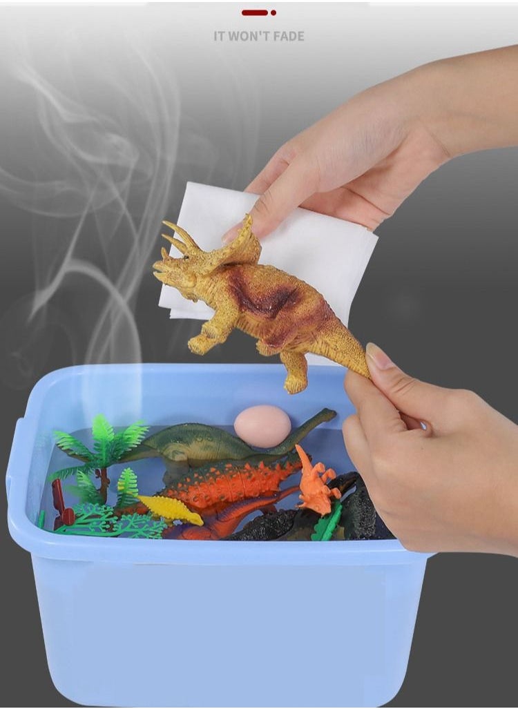 LOVET - Dinosaur Toys 104 Pieces with Dinosaur Figures & Trees for Creating a Dino World Including T-rex, Triceratops, etc, with Storage Box, Perfect Dinosaur Playset for 3+ Years Old Kids - Image 1