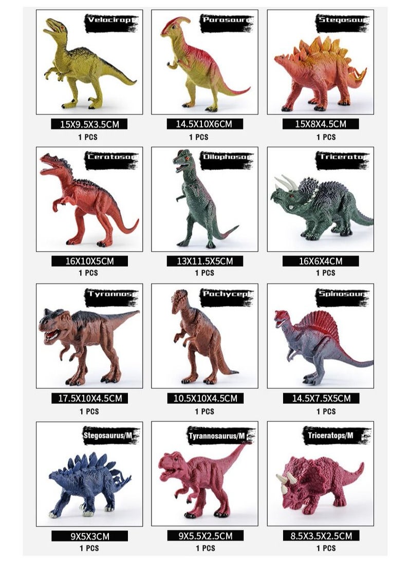 LOVET - Dinosaur Toys 104 Pieces with Dinosaur Figures & Trees for Creating a Dino World Including T-rex, Triceratops, etc, with Storage Box, Perfect Dinosaur Playset for 3+ Years Old Kids - Image 1